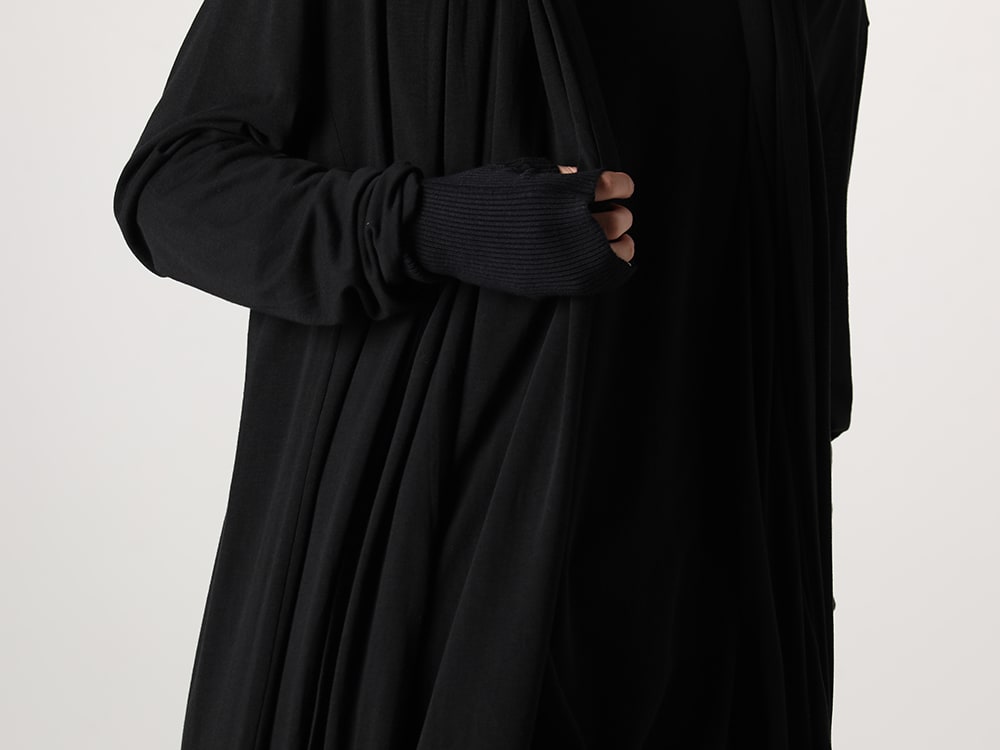 JULIUS 2023-24AW - Elegantly Draped Long Cardigan - 839CUM2-Black(Robe Cardigan Black) 837ACU4(Knit Long Gloves) - 2-007