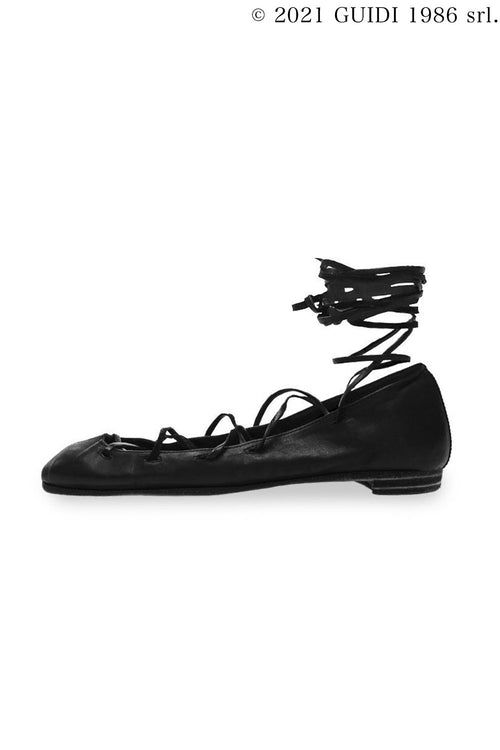 627 - Laced Up Ballet Flat Shoes - Guidi