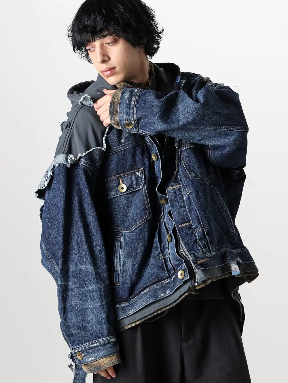 Maison MIHARAYASUHIRO mixed layered denim jacket style 