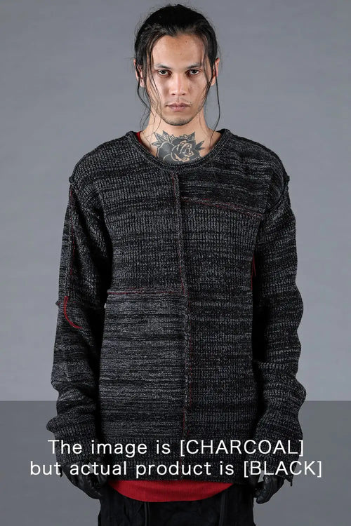 Wool Knit Zip Pullover Black - D.HYGEN