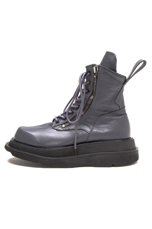 W SOLE ZIP COMBAT BOOTS Purple - JULIUS