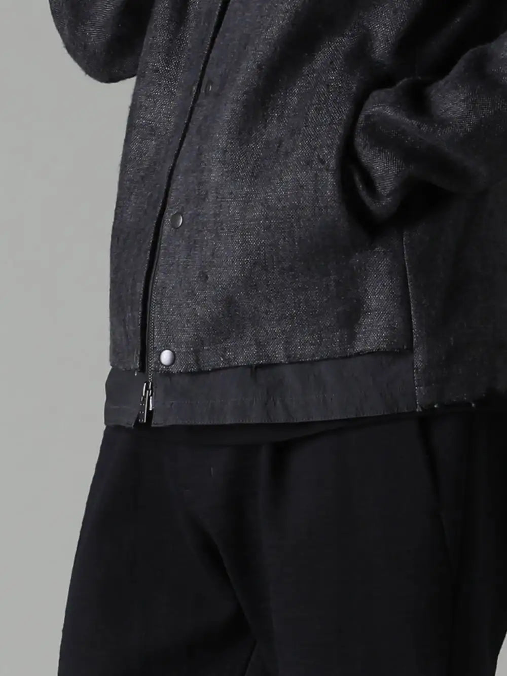 DEVOA 23-24AW  - Stand collar jacket with a simple, sharp, tough and masculine look. - JKK-VPLH Jacket Heavy linen CSC-TC833-Black Long sleeve 80/3 jersey Black 2-007