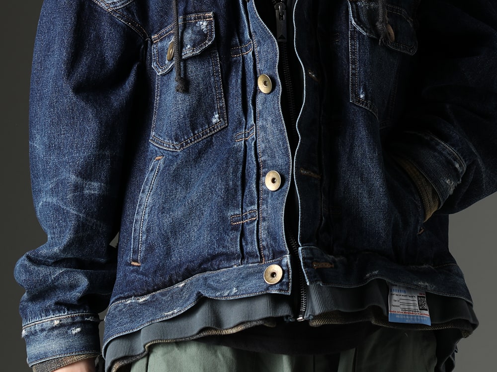 Mihara Yasuhiro 2023-24AW - Brand-ish worldview, combination of different materials - A11BL022 (Mix layered denim jacket) - 2-005