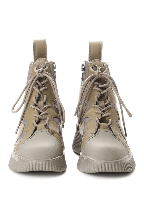 PADDED LACE-UP BOOTS KHAKI - JULIUS