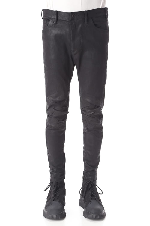 TUCKED KNEE SKINNY DENIM PANTS (Coating) - JULIUS