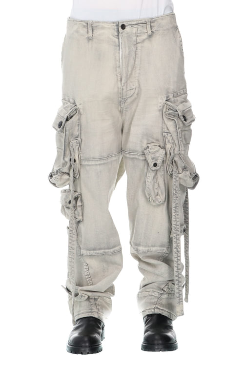 Bleached denim Gas mask Cargo pants Plaster - JULIUS