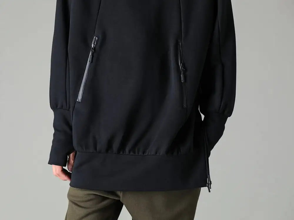 RIPVANWINKLE 23-24AW  - Adding volume to the neat collar of the MA-1 with a pullover jersey - RB-525-Black - Line Pullover Jersey Black 2-009