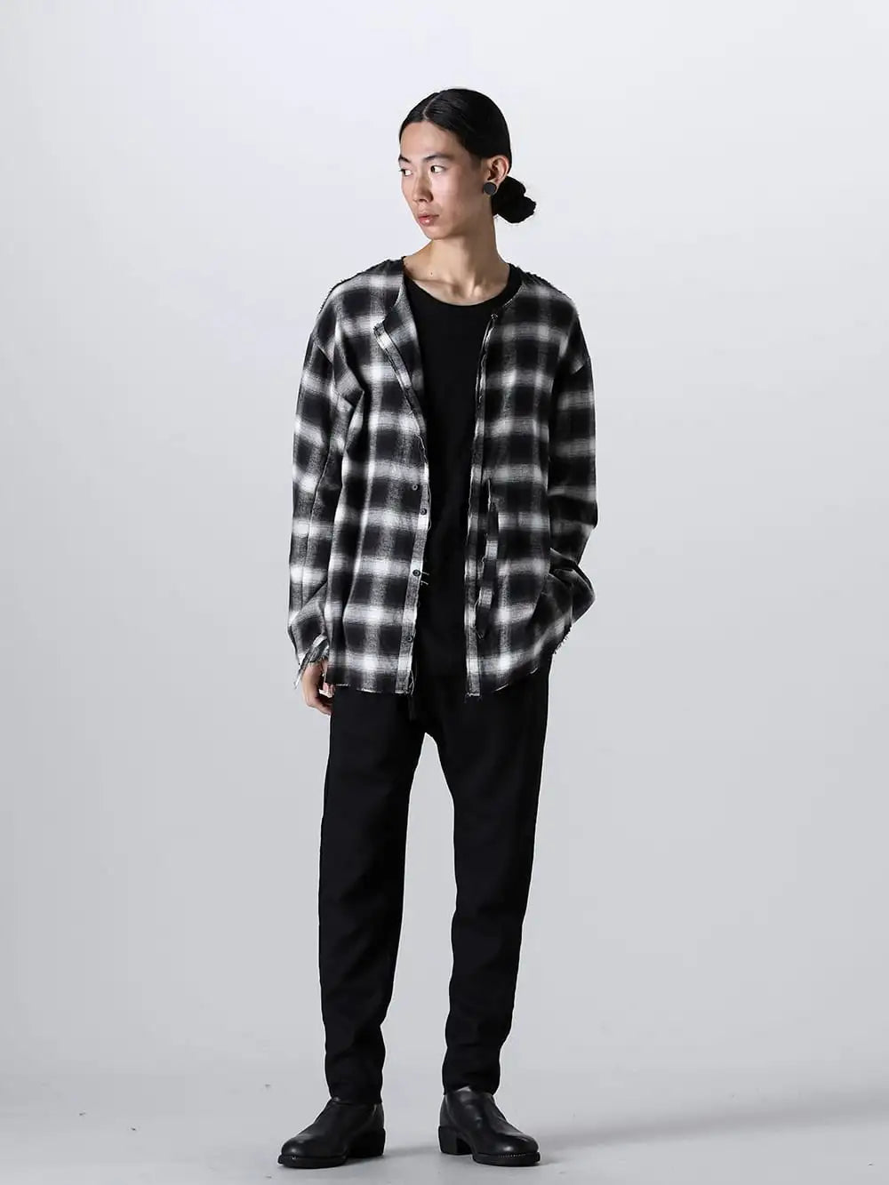 ASKyy 23AW STYLING - ASKYY Exclusive Check Shirt × Wrap Pants Autumn Style! Limited Reissue of the Napoleon Shirt in 100% Cotton Check for Autumn/Winter 2022 - FAS-LIMITED-01-FASCINATE Limited Check Shirts - L19-Raglan Cutsew Black - PA33-Wrap Pants -Dress- 1-001