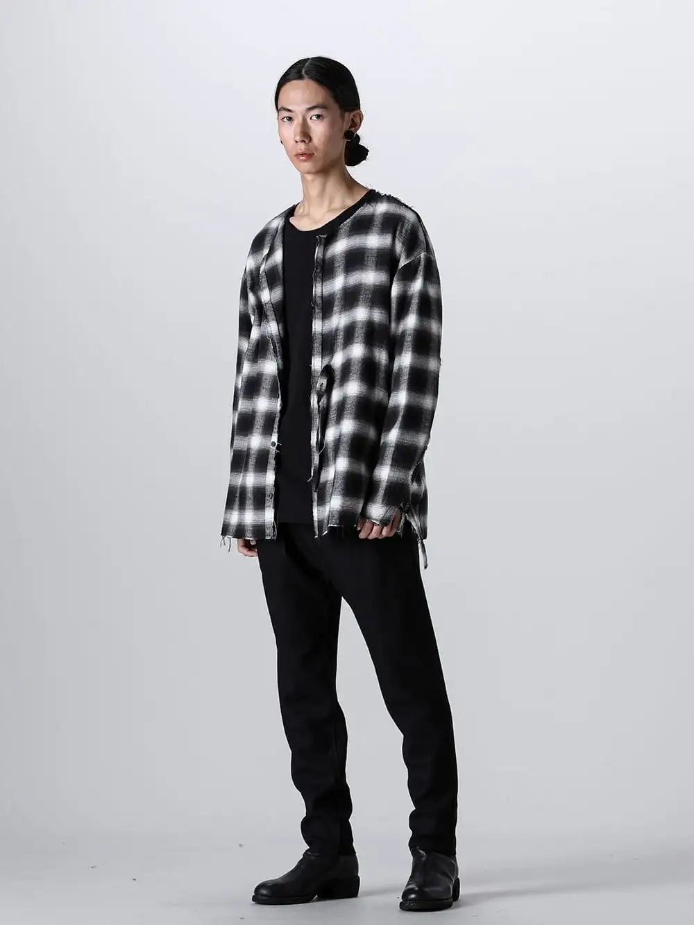 ASKyy 23AW - ASKYY Exclusive Check Shirt × Wrap Pants Autumn Style! Simple Slacks Style with Check Shirt and Black Color Pants - FAS-LIMITED-01-FASCINATE Limited Check Shirts - L19-Raglan Cutsew Black - 788ZX-Back Zip Boots Double Sole Wide Model - Horse Full Grain Leather 4-001