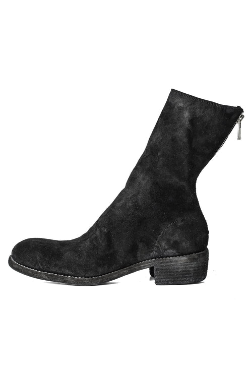 Back Zip Boots Double Sole Wide Model - Horse Reverse Leather - Guidi