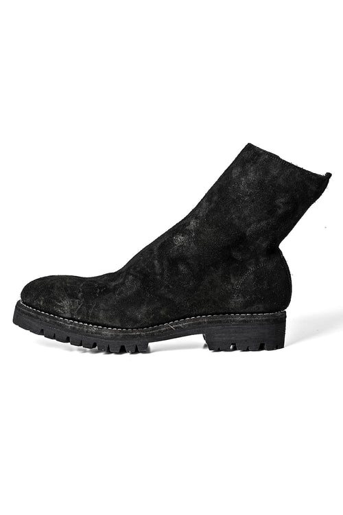 Classic VIBRAM Side Zip Boots Reverse Horse Leather 796LVX-BLKT - Guidi