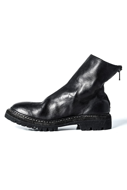 Back Zip Boots Sole Rubber Norwegian Process - Horse Full Grain Leather - 796V_N BLKT - Guidi