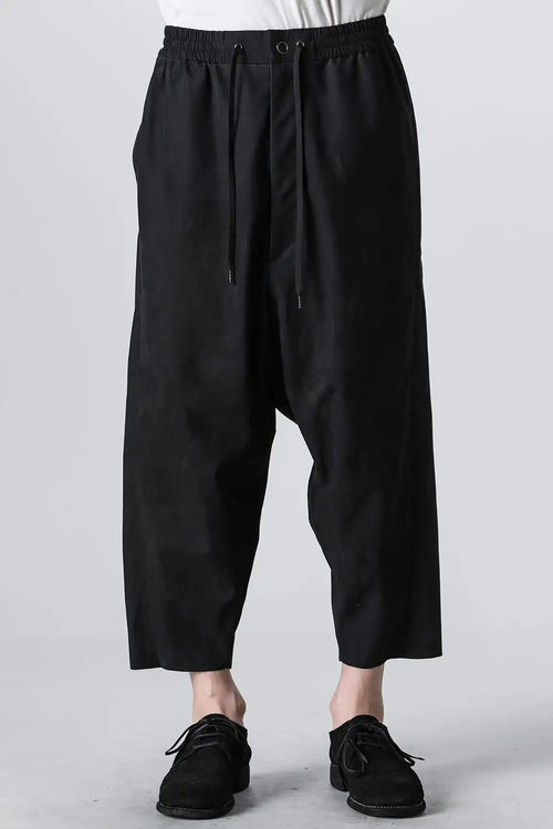 Relaxed pants soft nubuck cow leather Black - DEVOA