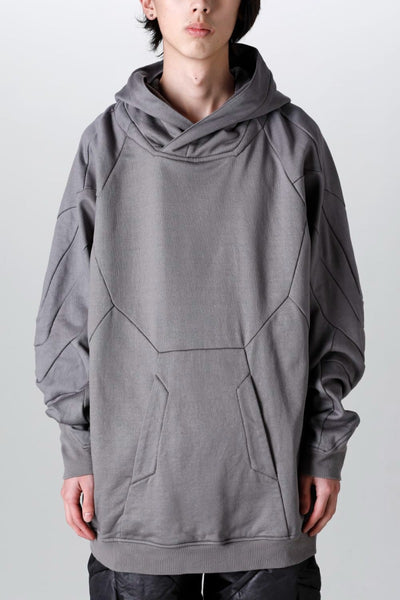 Coated Sweat Seamed Hoodie Gray - JULIUS