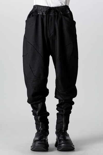 Coated Sweat Front Zip Seamed Pants Black - JULIUS