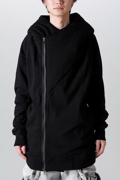 Cotton Sweat Glitch Zip Up Hoodie Black - JULIUS