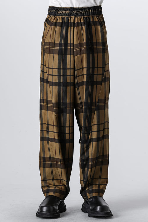 Rayon / Silk Check Jacquard Wide Easy Pants - JULIUS