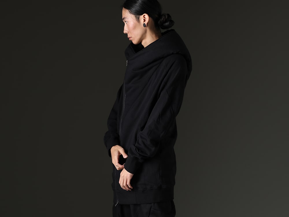 JULIUS 2023-24AW - 839CUM1 Cotton Sweat Grid Zip-Up hoodie Black - 839CUM1-Black(Cotton Sweat Glitch Zip Up hoodie Black) - 2-002