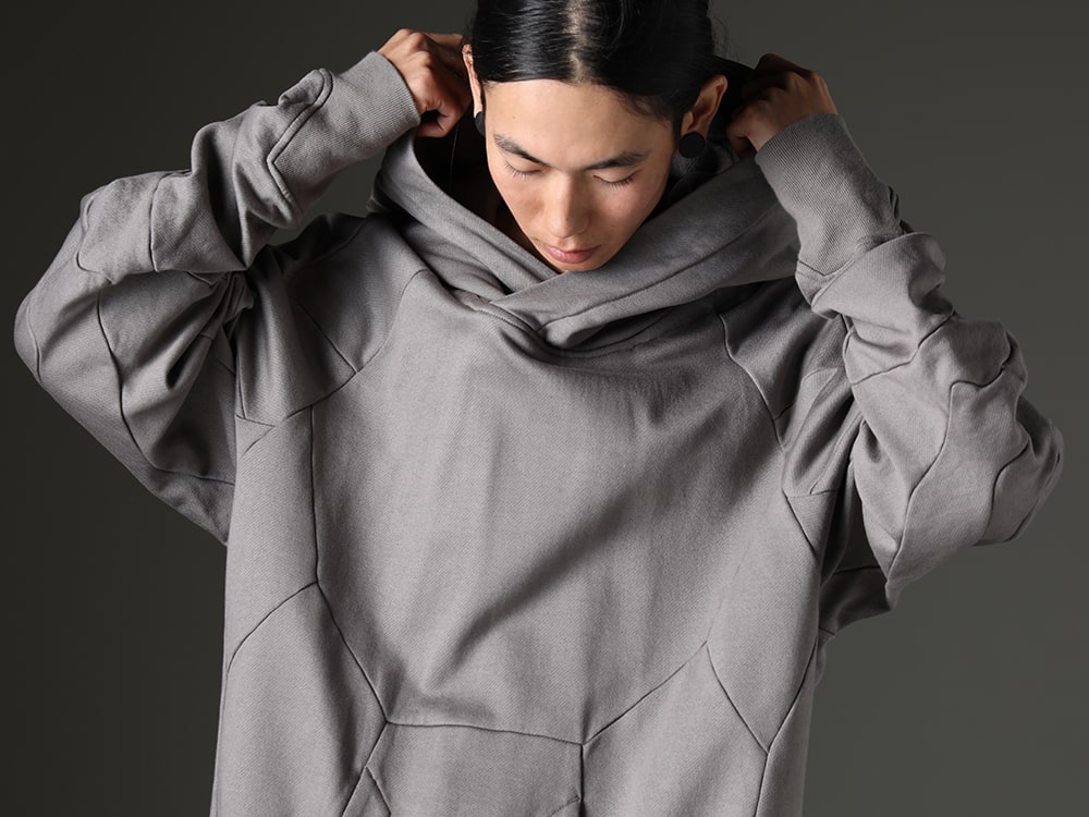 JULIUS 2023-24AW - 837CUM1 Coated Sweat Seamed hoodie Black - 837CUM1-Gray(Coated Sweat Seamed hoodie Gray) - 3-011