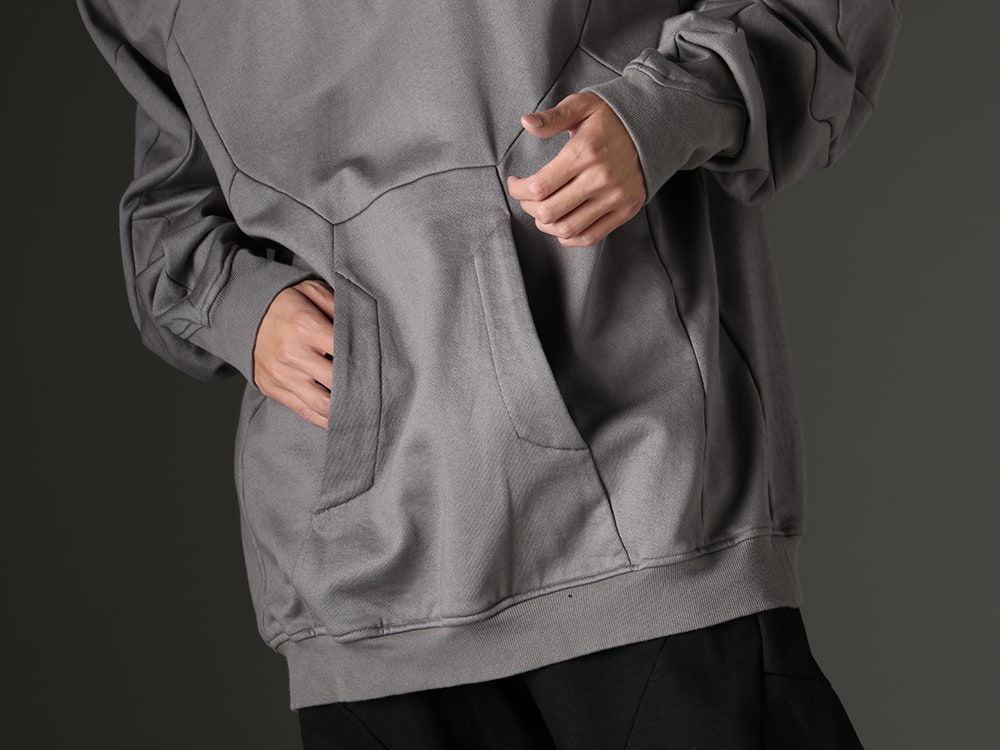 JULIUS 2023-24AW - 837CUM1 Coated Sweat Seamed hoodie Black - 837CUM1-Gray(Coated Sweat Seamed hoodie Gray) - 3-013