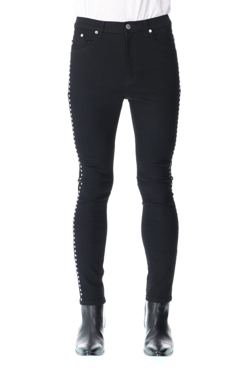 Studs Denim Pants Black-Laser Metal - GalaabenD