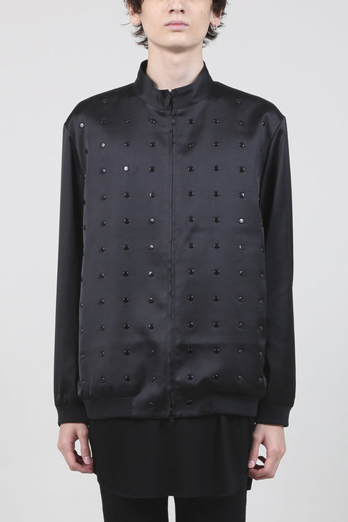 T/R Satin Studs Zip Up Blouson Black - GalaabenD