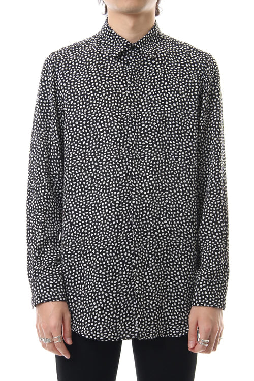 Chiffon Leopard dot print shirt Black×Off White - 