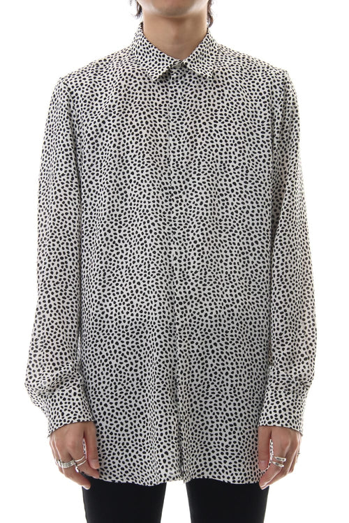 Chiffon Leopard dot print shirt Off White×Black - 
