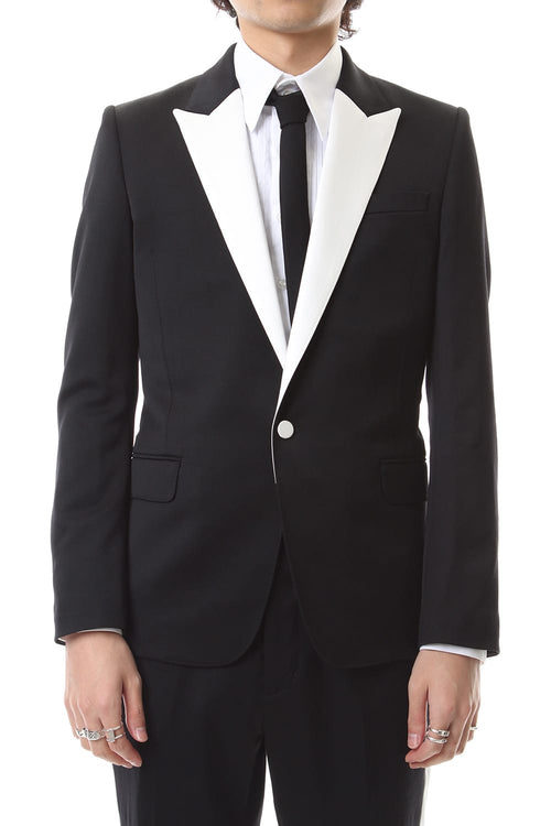 Tuxedo cross stretch 1B jacket Black × Off White - GalaabenD - ガラアーベント