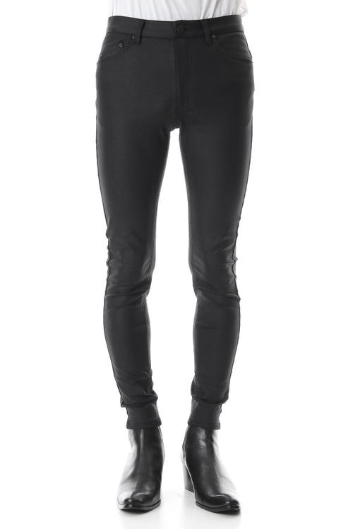 Leather-like high tension stretch leggings pants - 