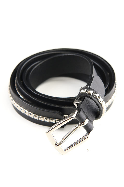 Oil cow leather Small studs belt Black x Silver - GalaabenD