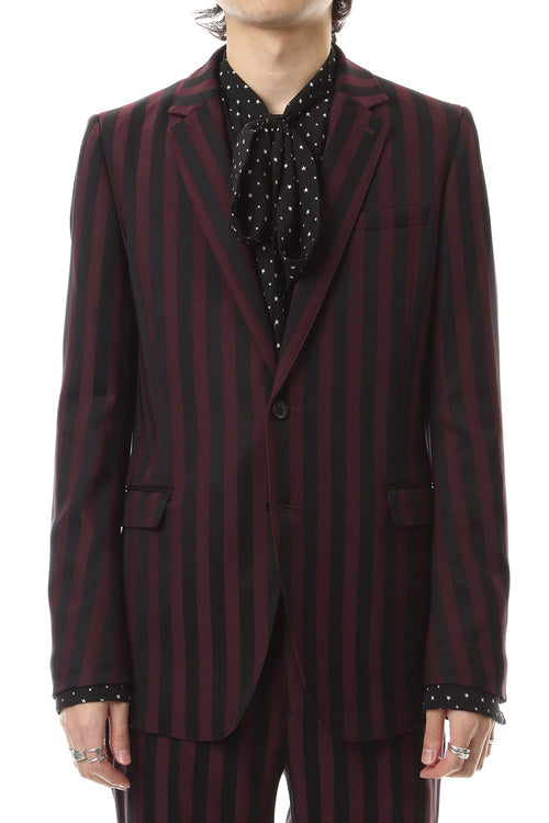 Jacquard stripe stretch 2B jacket Bordeaux × Black - GalaabenD