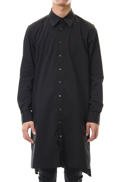 Broad Cross Stretch Long Shirt (Black) - GalaabenD - ガラアーベント