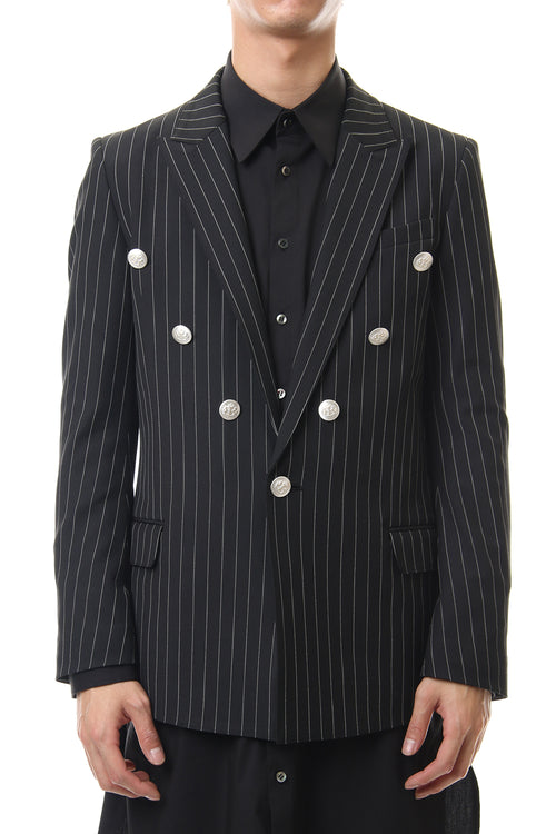 Cozmicool Pin Striped Stretch Jacket (Black × Off White) - GalaabenD - ガラアーベント