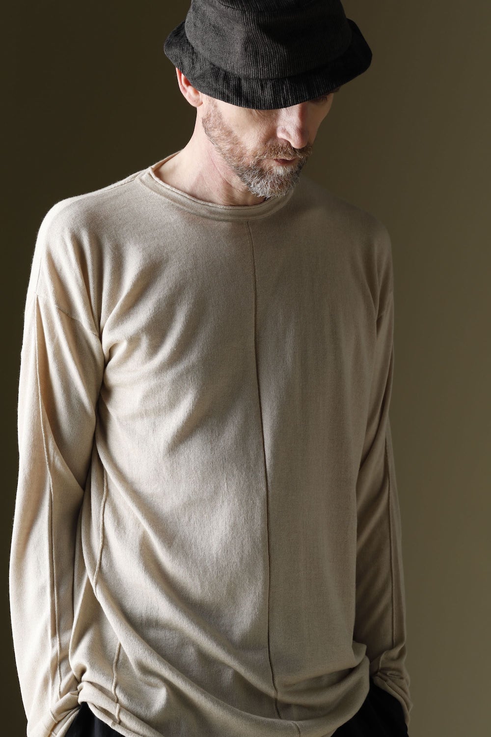 NTS-PSC-Sand-Beige | Knit long sleeve silk / cashmere Sand Beige