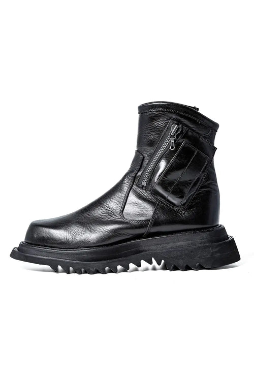 Cow Leather Side Zip Boots - JULIUS