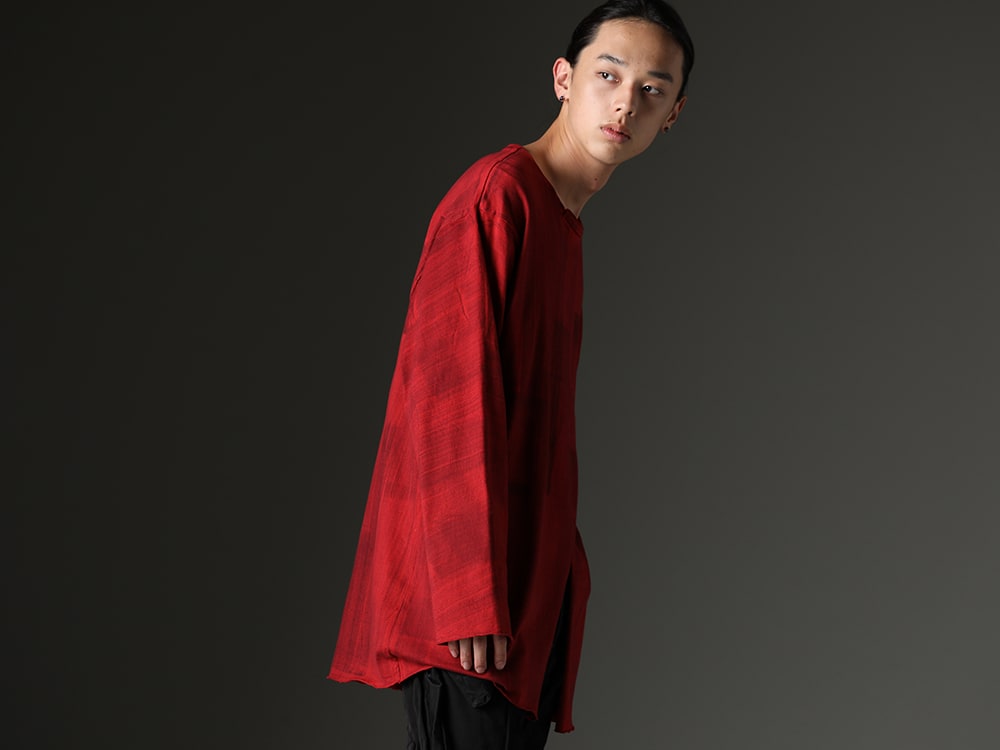 Yohji Yamamoto 2023-24AW - Elegant Modern Taste with a Smart Design - HJ-T27-072-Red(Slit Detail Long T-Shirt Red) - 2-010