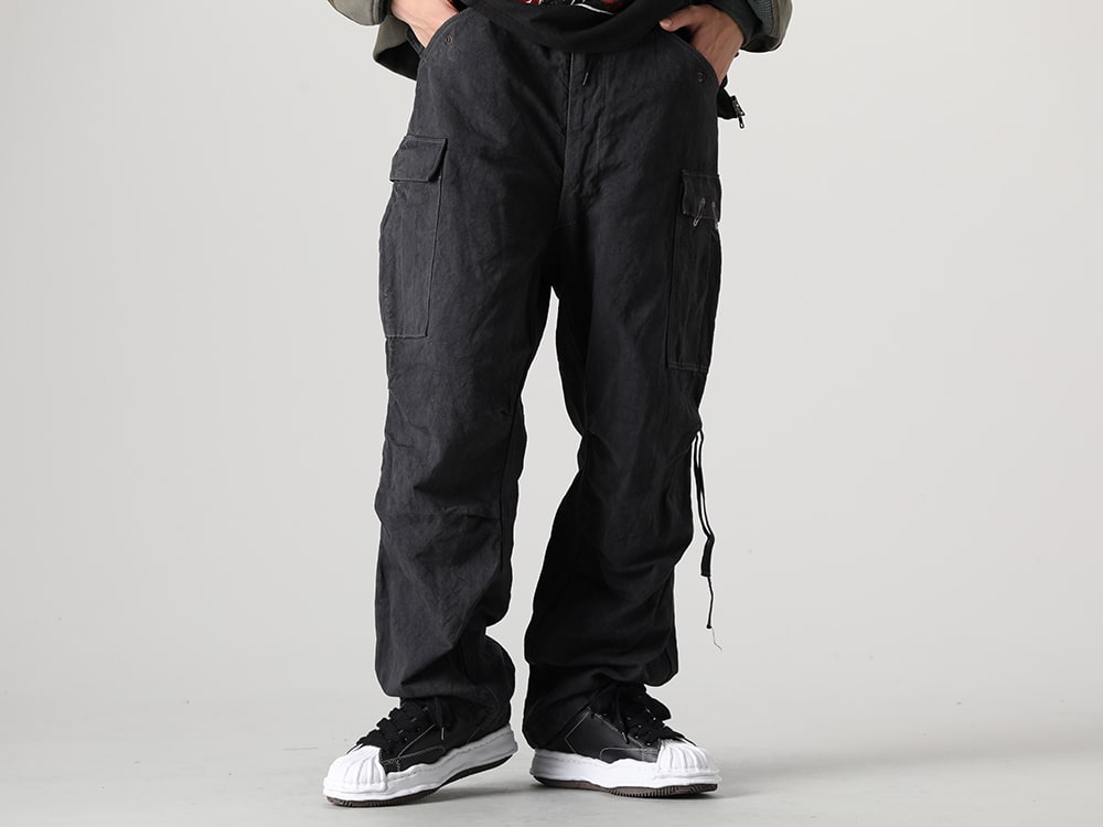 ink / MIHARAYASUHIRO 2023-24AW - ink's Unique Pants with an Upcycled Twist on M65 Cargo Pants - ink23AW-13(Antique M65 Cargo Pants) A06FW702-black-classic(BLAKEY Original sole leather Low-cut sneakers Black Black) - 7-001