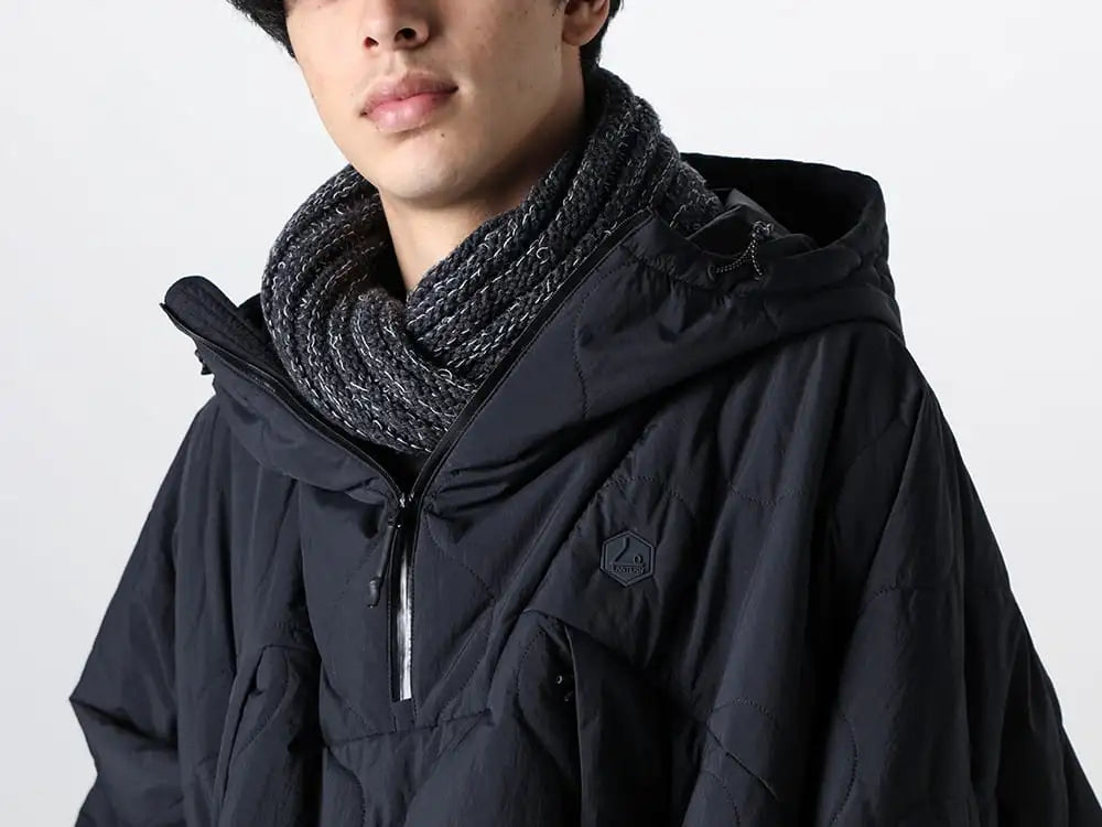 LANTERN 23-24AW  - Enhancing Cold Resistance with a Unique Multi-Color Snood - MNA-LAN-PO01-Black - Heating Poncho Black - P11-D-Gray - Separated Knit (Vest & 2 Shoulder L/S) D.Gray - RB-546-Mix Black - Snood Mix Black 2-004