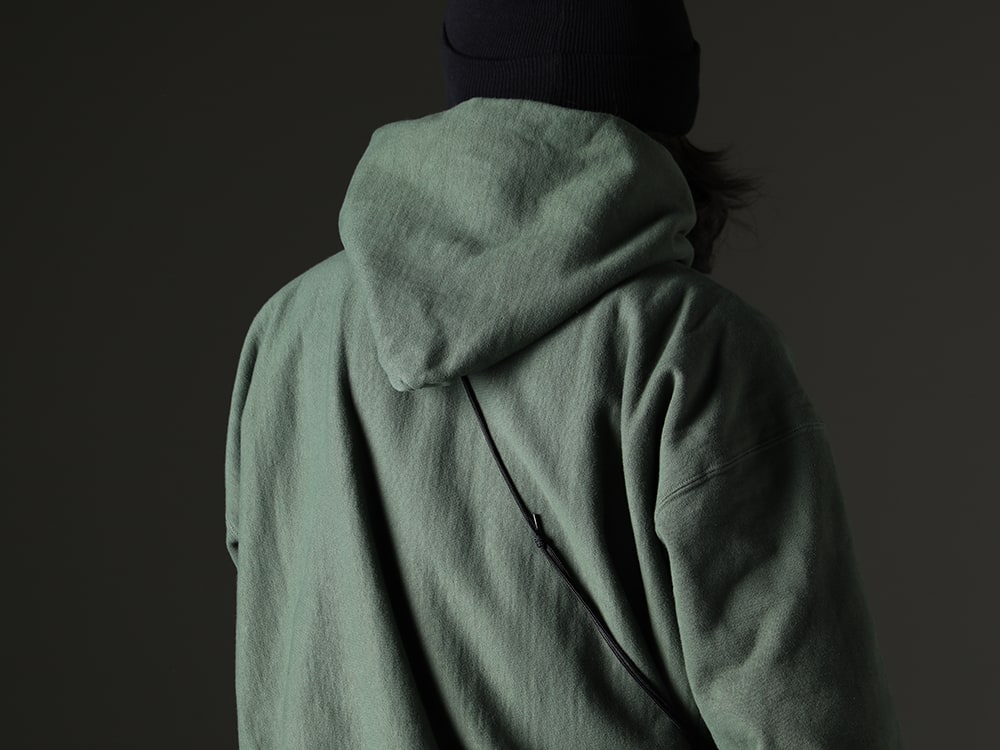 ©️SAINT M×××××× 2023-24AW - Vintage-Processed Padded Pea Coat Characteristic of Maison MIHARA YASUHIRO! - SM-A23-0000-029(LOGO Hoodie Green) - 2-013