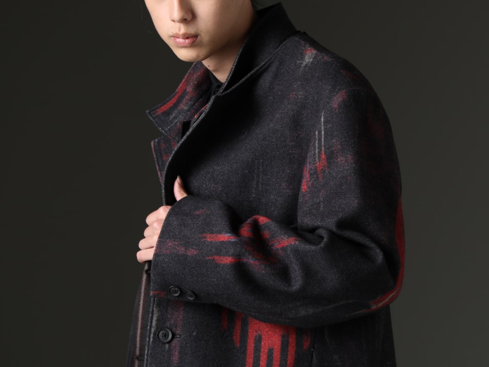 Yohji Yamamoto 2023-24AW - The all-over pattern coat featured in LOOK1, opening the runway - HJ-C28-802(Double Layered Stand Collar Coat) - 2-005