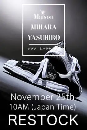 [Release Notice] The restocking of BLAKEY and HANK (MMY OG sole sneakers) will begin at 10am Japan time on November 25.