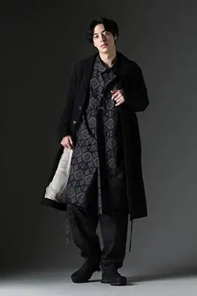 Yohji Yamamoto × DEVOA 2023-24AW 総柄アイテム コートスタイリング