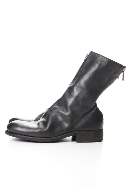 Middle Back Zip Boots Single Sole - Horse Full Grain Leather - 988 - Guidi