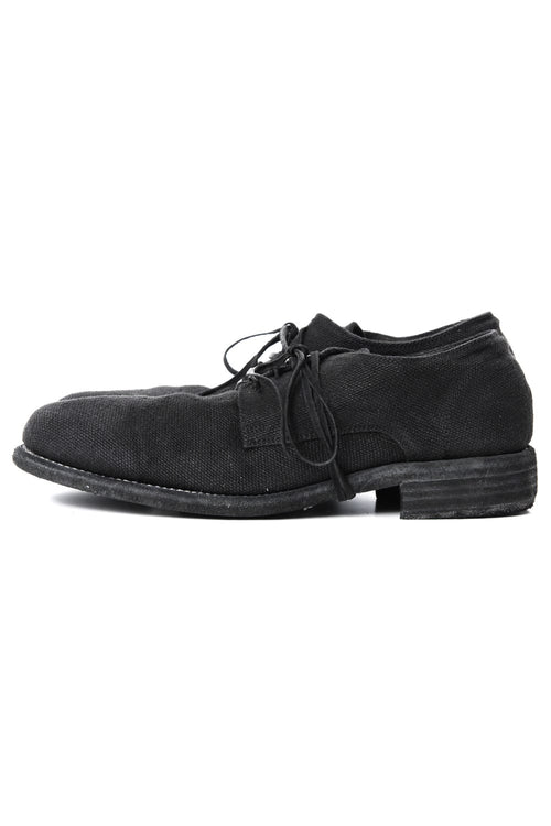 Classic Derby Shoes Laced Up Single Sole - 992  Linen - Black - Guidi