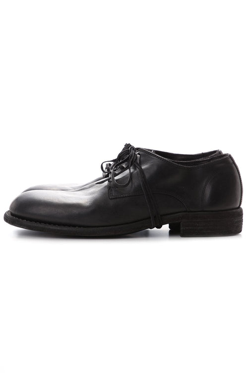 Classic Derby Shoes Laced Up Single Sole - Horse Full Grain - 992X Black - Guidi