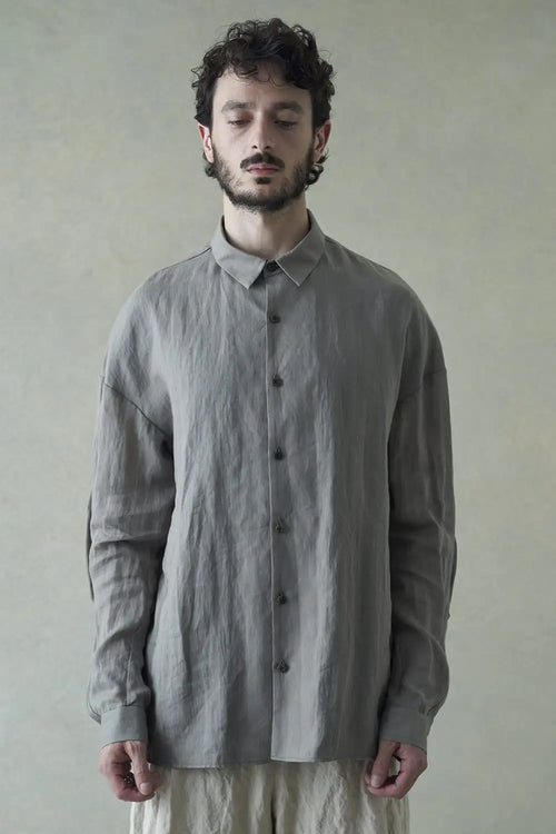 Shirt loose fit ramie Light Gray - DEVOA