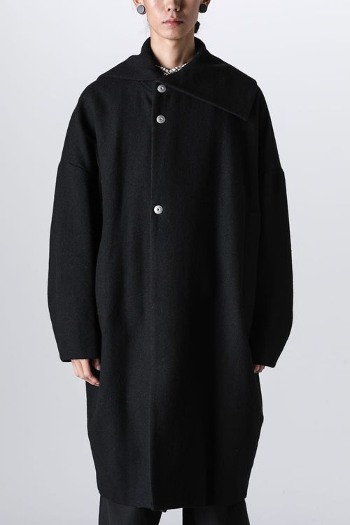 Distorted Cocoon Coat Dry Wool Twill - Omar Afridi