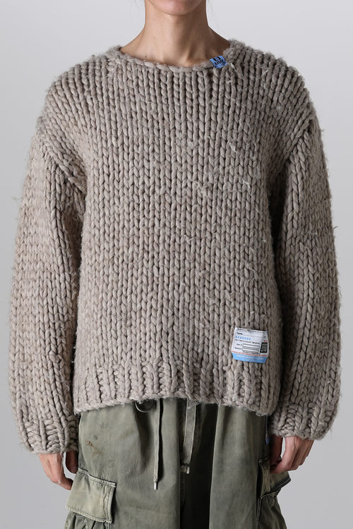 Roving Yarn Pullover Beige - MIHARAYASUHIRO