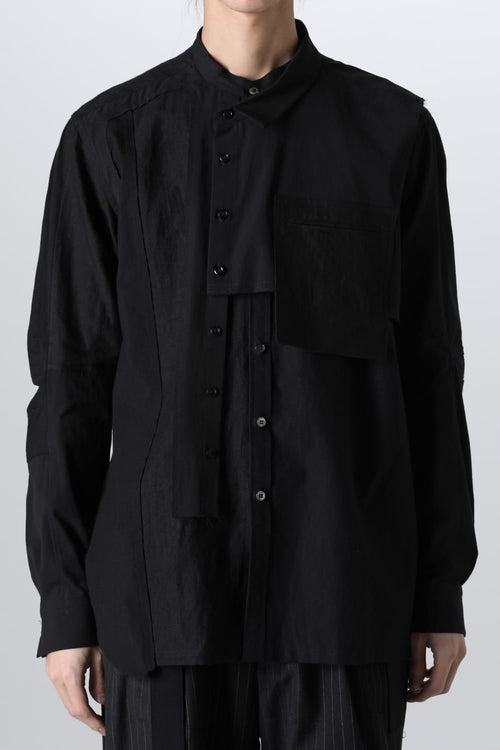 フラッグメントシャツ ブラック / ホワイトステッチ - DUELLUM - デュエラム